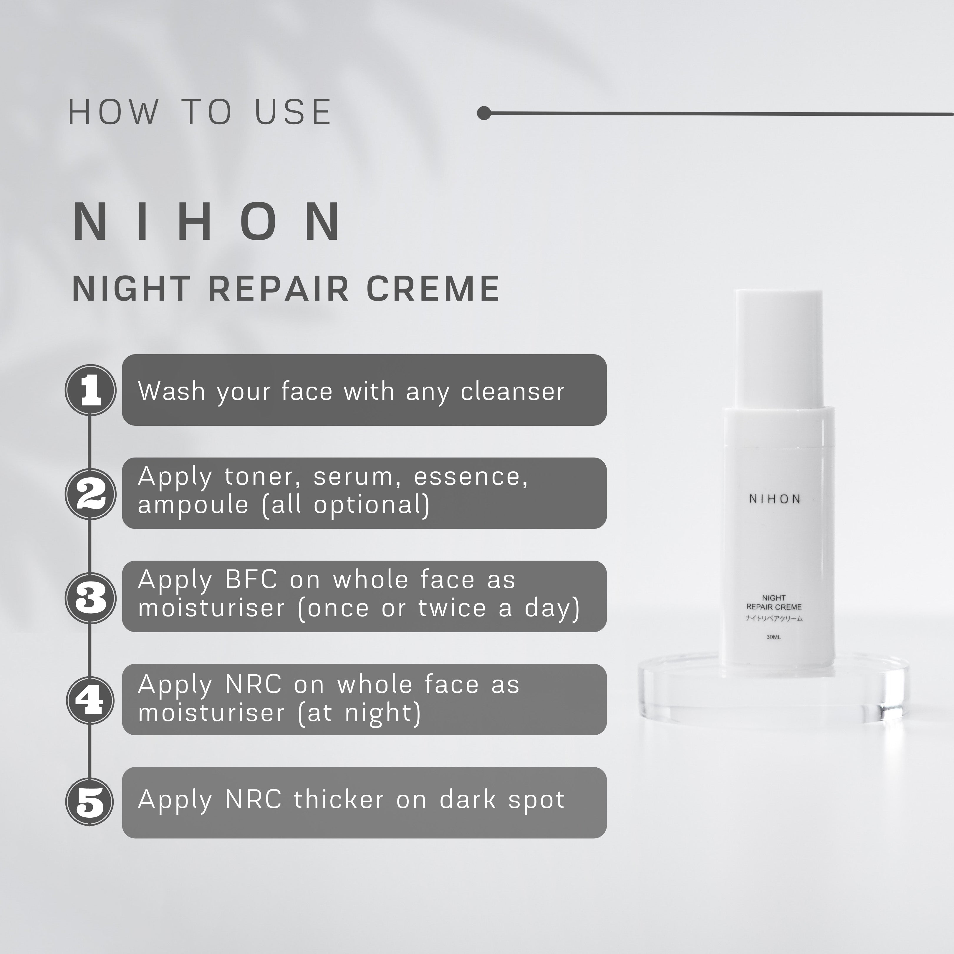 How to use Nihon Night Repair Creme