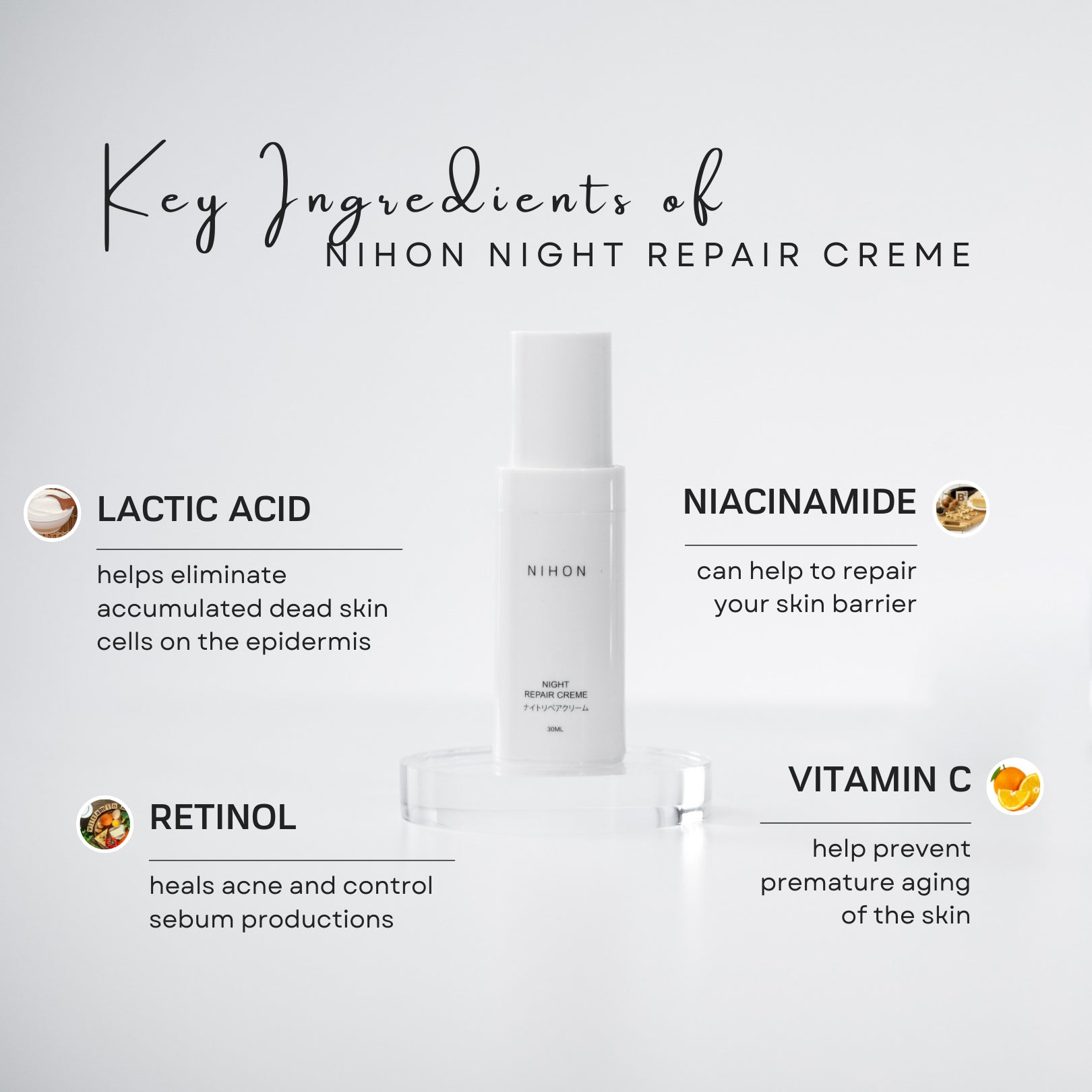 Key Ingredients of Night Repair Creme Travel