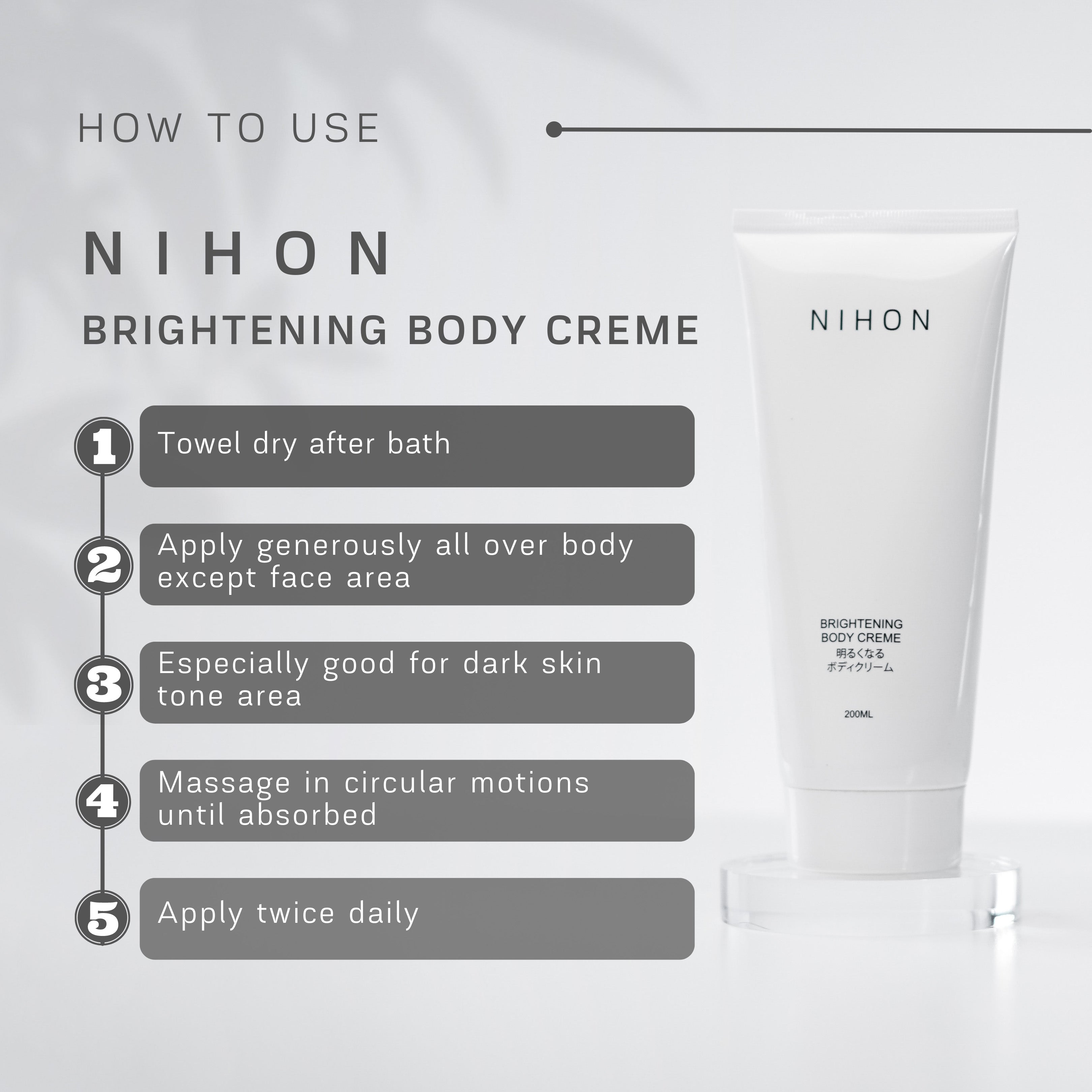 how to use Nihon Brightening Body Creme